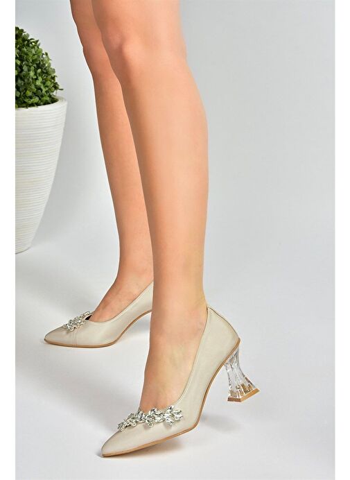 Ten Saten Kumaş Taşlı Kadın Abiye Ayakkabı M246014004 - Görsel 4