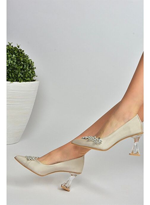Ten Saten Kumaş Taşlı Kadın Abiye Ayakkabı M246014004 - Görsel 5