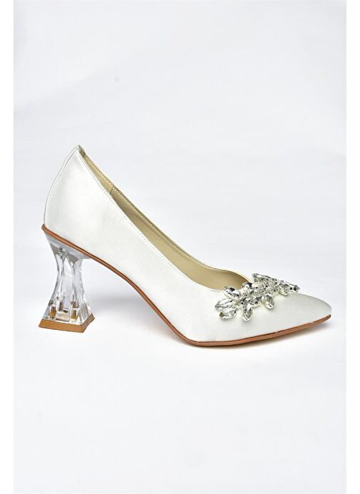 Sedef Saten Kumaş Taşlı Kadın Abiye Ayakkabı M246014004 - Görsel 6