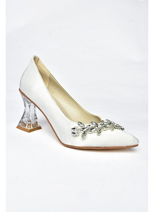 Sedef Saten Kumaş Taşlı Kadın Abiye Ayakkabı M246014004 - Görsel 7