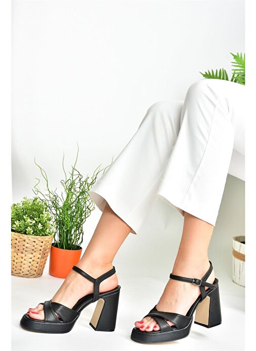 Siyah Platform Topuklu Kadın Ayakkabı M404100109 - Görsel 7