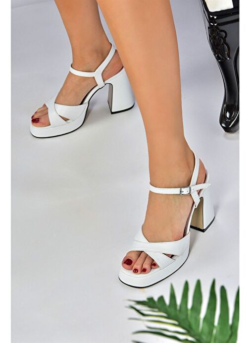 Beyaz Platform Topuklu Kadın Ayakkabı M404100109 - Görsel 3