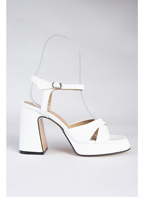 Beyaz Platform Topuklu Kadın Ayakkabı M404100109 - Görsel 8