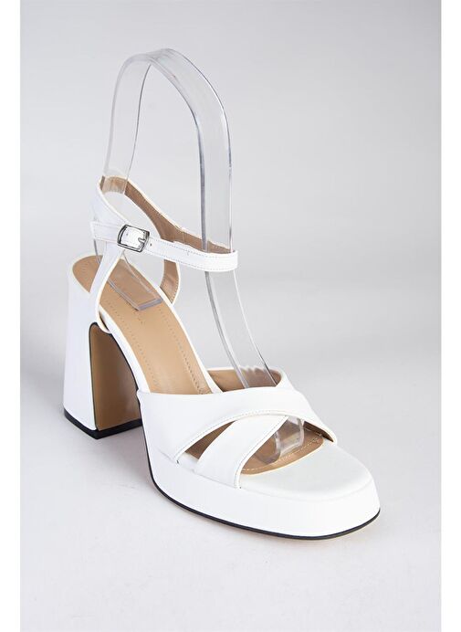 Beyaz Platform Topuklu Kadın Ayakkabı M404100109 - Görsel 9