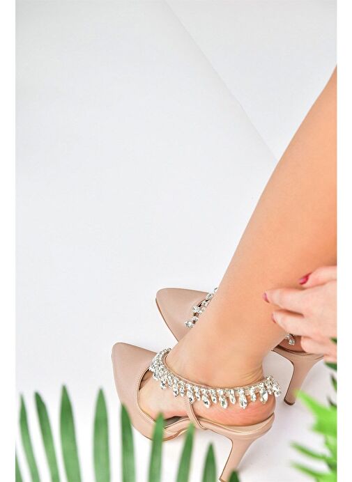 Ten Saten Kumaş Taşlı Kadın Abiye Ayakkabı M246062704 - Görsel 3