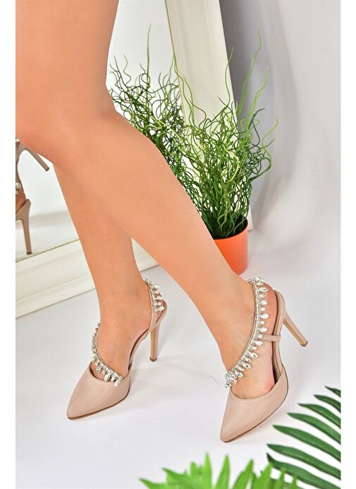 Ten Saten Kumaş Taşlı Kadın Abiye Ayakkabı M246062704 - Görsel 5