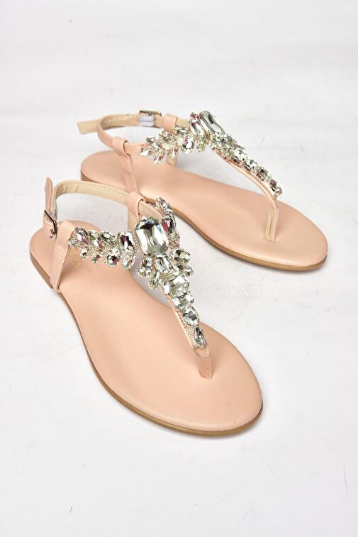 Ten Taşlı Parmak Arası Kadın Sandalet M272006009 - Görsel 2