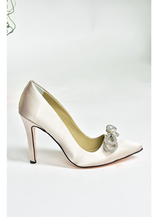 Ten Saten Kumaş Taşlı Kadın Stiletto M253972004 - Görsel 8
