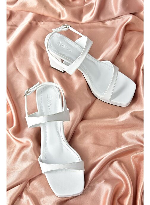 Beyaz Kalın Platform Topuklu Kadın Ayakkabı M282062309 - Görsel 6