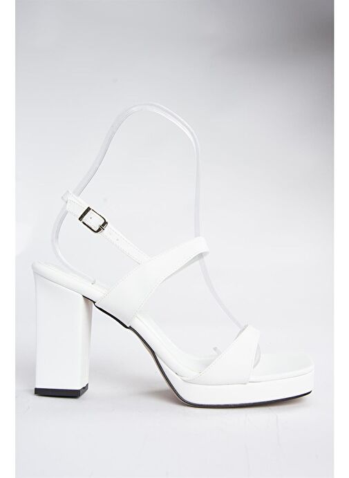 Beyaz Kalın Platform Topuklu Kadın Ayakkabı M282062309 - Görsel 8