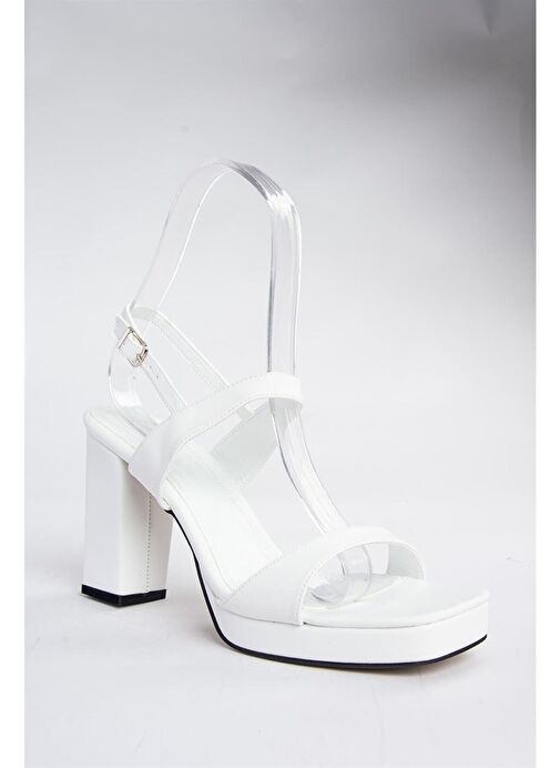 Beyaz Kalın Platform Topuklu Kadın Ayakkabı M282062309 - Görsel 9