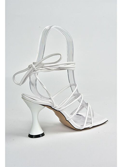 Beyaz Bilekten Bağlamalı Topuklu Kadın Ayakkabı M369543409 - Görsel 9