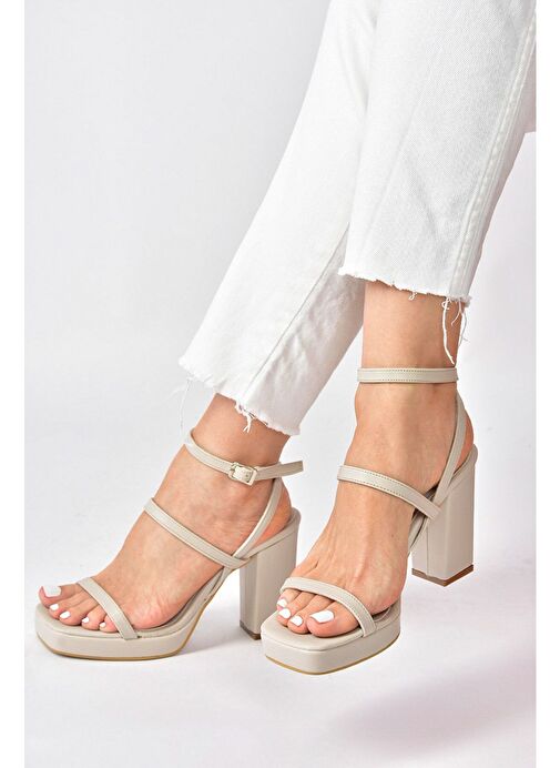 Bej Kalın Topuklu Günlük Kadın Ayakkabı M282462709 - Görsel 2