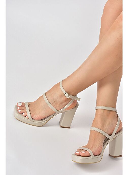Bej Kalın Topuklu Günlük Kadın Ayakkabı M282462709 - Görsel 5