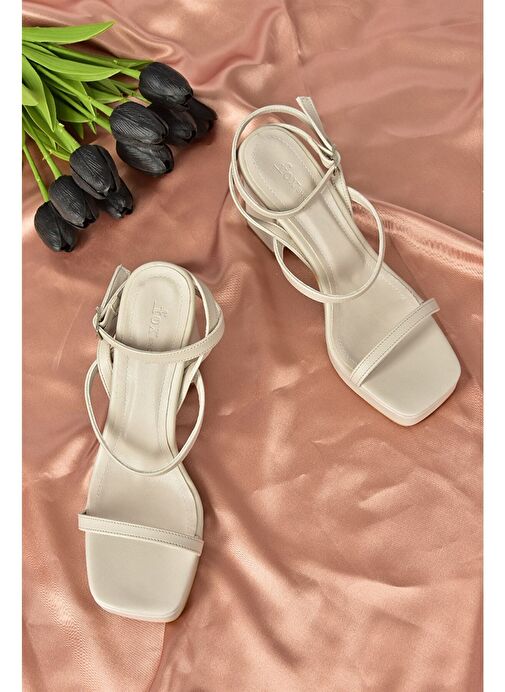 Bej Kalın Topuklu Günlük Kadın Ayakkabı M282462709 - Görsel 7