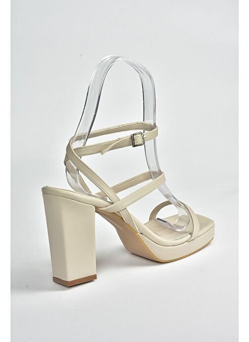 Bej Kalın Topuklu Günlük Kadın Ayakkabı M282462709 - Görsel 9