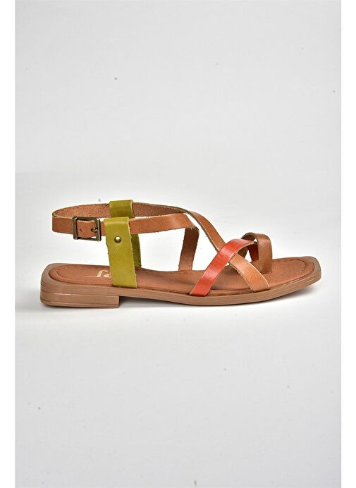 Multi Hakiki Deri Parmak Arası Kadın Sandalet M291841203 - Görsel 6