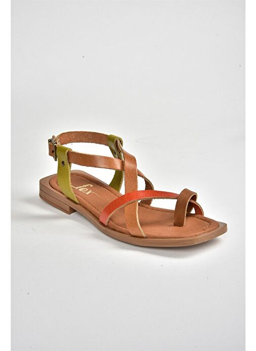 Multi Hakiki Deri Parmak Arası Kadın Sandalet M291841203 - Görsel 7