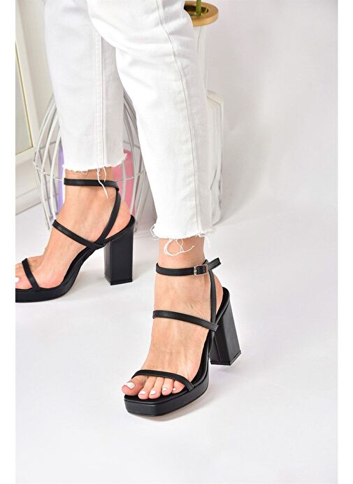 Siyah Kalın Topuklu Günlük Kadın Ayakkabı M282462709 - Görsel 6