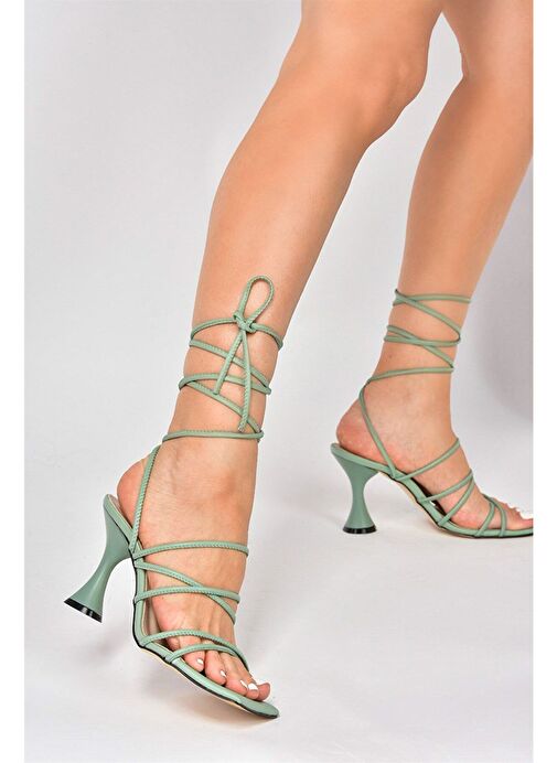 Yeşil Bilekten Bağlamalı Topuklu Kadın Ayakkabı M369543409 - Görsel 2