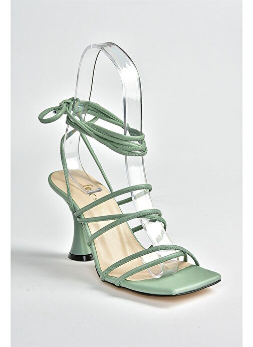 Yeşil Bilekten Bağlamalı Topuklu Kadın Ayakkabı M369543409 - Görsel 7