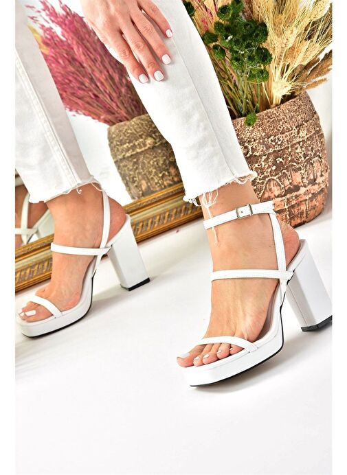 Fox Shoes Beyaz Kadın Topuklu Ayakkabı 8573 - Görsel 5