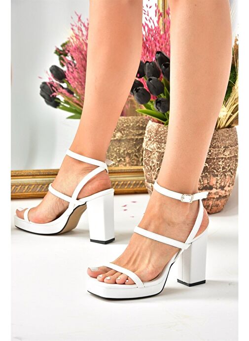 Fox Shoes Beyaz Kadın Topuklu Ayakkabı 8573 - Görsel 6