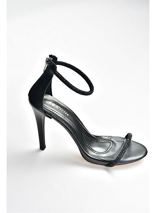 Siyah/Siyah Tek Bant Taşlı Kadın Abiye Ayakkabı M251800009 - Görsel 8