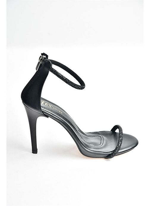 Siyah/Siyah Tek Bant Taşlı Kadın Abiye Ayakkabı M251800009 - Görsel 9