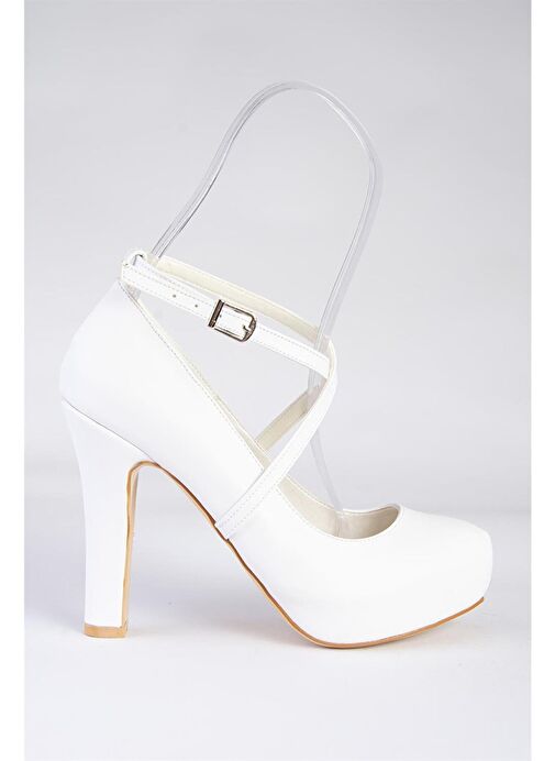 Beyaz Platform Topuklu Kadın Abiye Ayakkabı M348007609 - Görsel 6