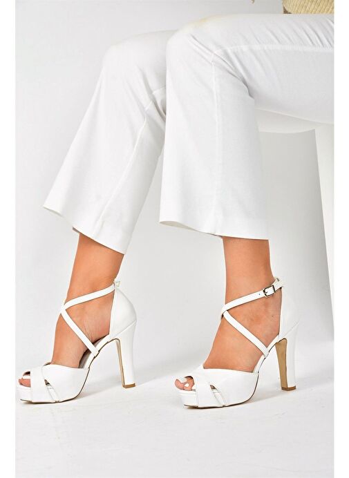 Fox Shoes Beyaz Kadın Topuklu Ayakkabı 8585 - Görsel 2