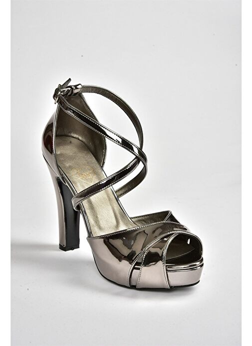 Platin Ayna Platform Kalın Topuklu Kadın Abiye Ayakkabı M348010234 - Görsel 7