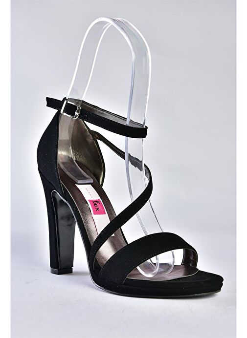 Siyah/Siyah Nubuk Kalın Topuklu Kadın Ayakkabı M348072201 - Görsel 6