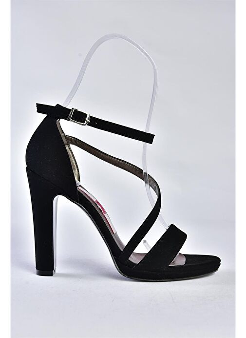 Siyah/Siyah Nubuk Kalın Topuklu Kadın Ayakkabı M348072201 - Görsel 7