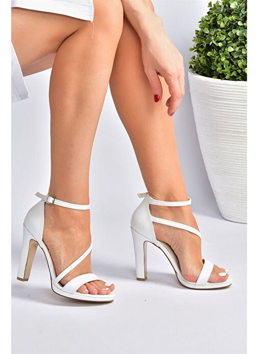 Beyaz Kalın Topuklu Kadın Ayakkabı M348072209 - Görsel 5