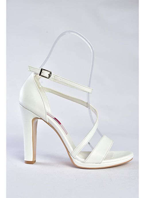 Beyaz Kalın Topuklu Kadın Ayakkabı M348072209 - Görsel 7