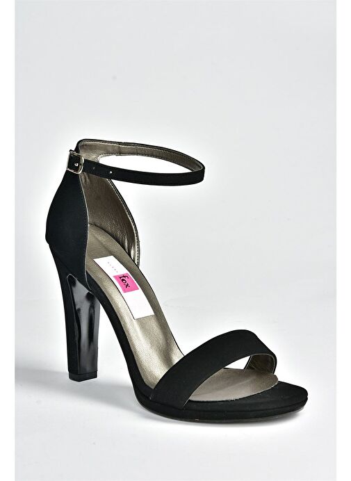 Siyah/Siyah Nubuk Tek Bantlı Kalın Topuklu Kadın Ayakkabı M348072301 - Görsel 8