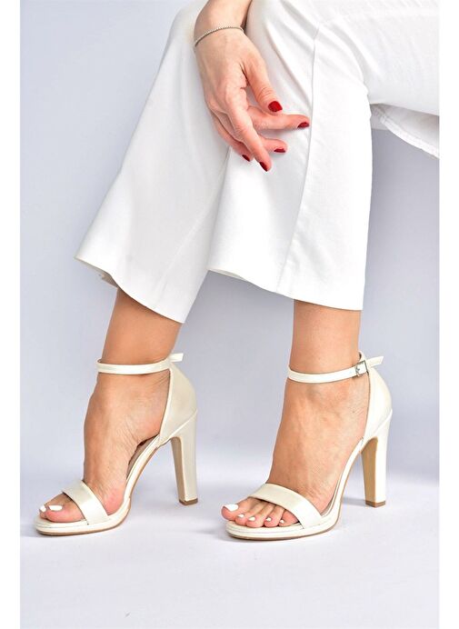 Sedef Tek Bantlı Kalın Topuklu Kadın Ayakkabı M348072309 - Görsel 3