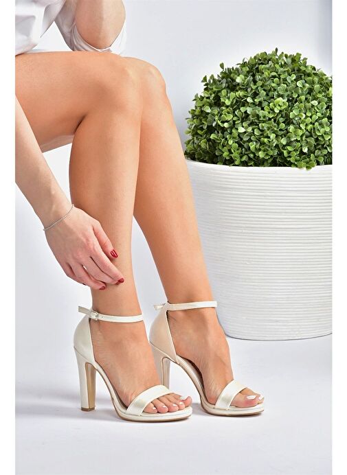 Sedef Tek Bantlı Kalın Topuklu Kadın Ayakkabı M348072309 - Görsel 4