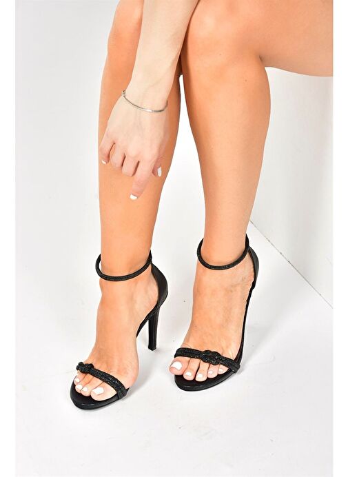 Siyah Sim Platform İnce Topuklu Abiye Ayakkabı M348090014 - Görsel 5