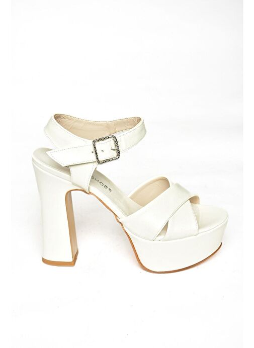 Fox Shoes Beyaz Kadın Platform Topuklu Ayakkabı 8598 - Görsel 8