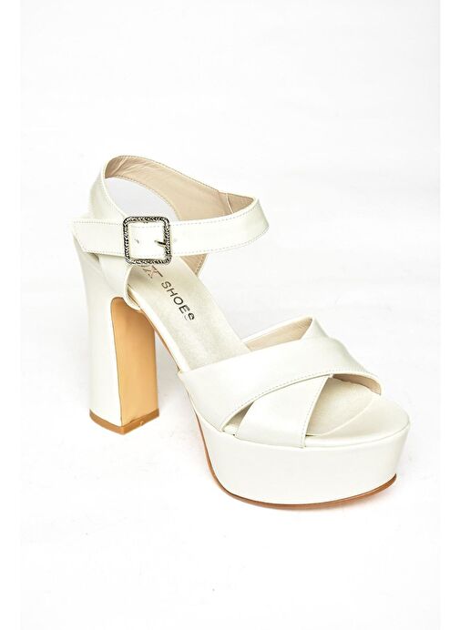 Fox Shoes Beyaz Kadın Platform Topuklu Ayakkabı 8598 - Görsel 9