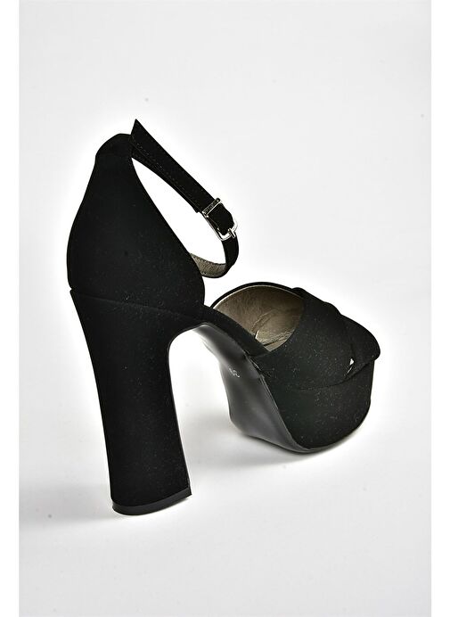 Siyah Nubuk Platform Kalın Topuklu Abiye Ayakkabı M348202501 - Görsel 7