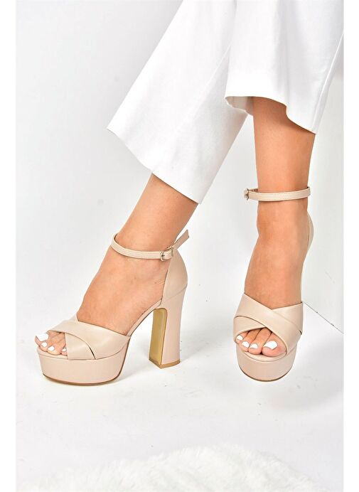 Ten Deri Platform Kalın Topuklu Abiye Ayakkabı M348202509 - Görsel 3