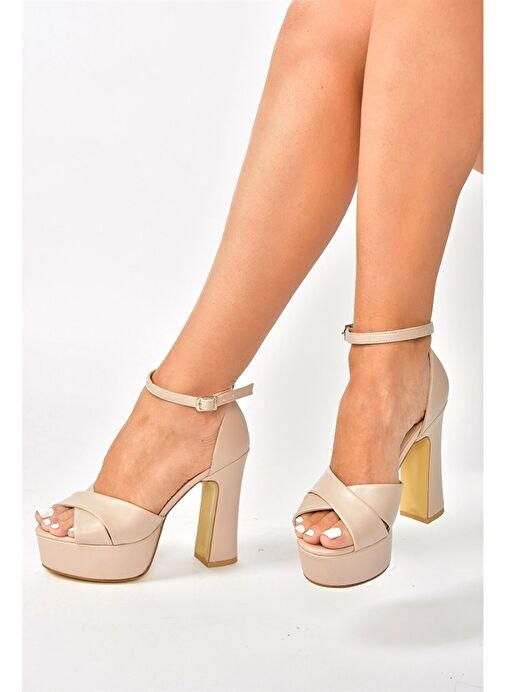 Ten Deri Platform Kalın Topuklu Abiye Ayakkabı M348202509 - Görsel 4