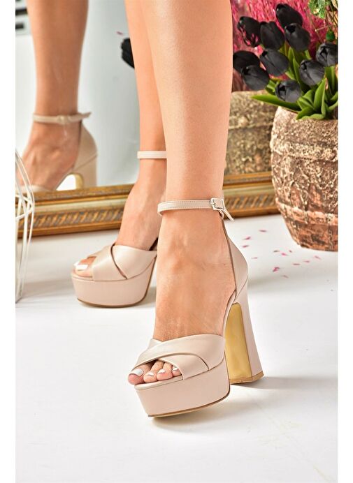 Ten Deri Platform Kalın Topuklu Abiye Ayakkabı M348202509 - Görsel 5