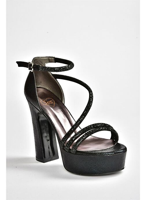 Siyah Sim Platform Kalın Topuklu Kadın Abiye Ayakkabı M348202614 - Görsel 9