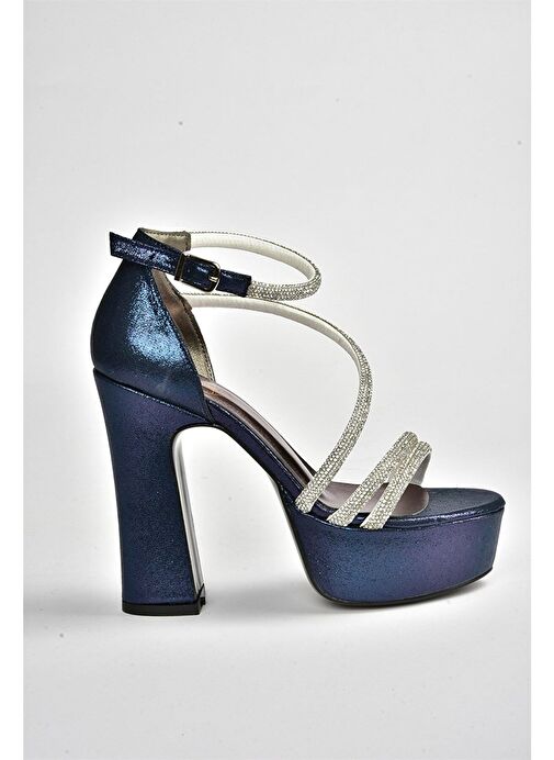 Lacivert Sim Platform Kalın Topuklu Kadın Abiye Ayakkabı M348202614 - Görsel 6