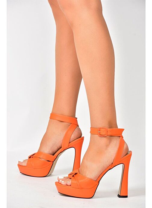 Turuncu Kalın Plaform Topuklu Kadın Ayakkabı K404080209 - Görsel 5