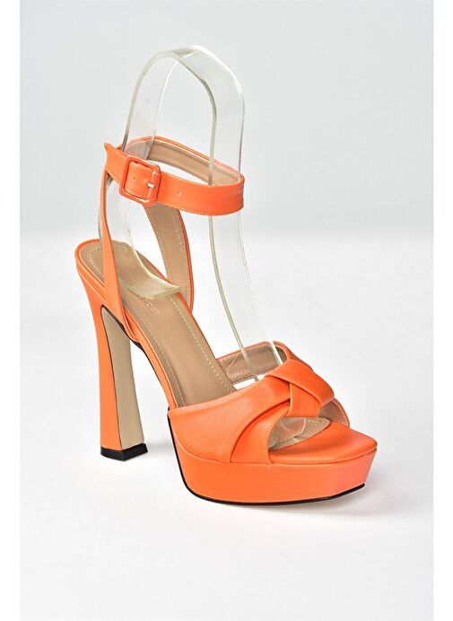 Turuncu Kalın Plaform Topuklu Kadın Ayakkabı K404080209 - Görsel 8